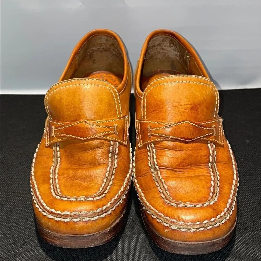 Vintage Brown Leather Loafer with a heal